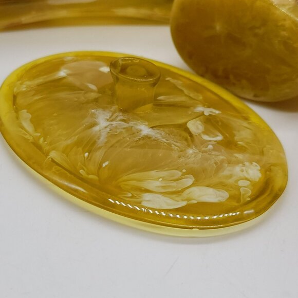 3 Pc Bathroom Set Tissue Box Toothbrush Holder Canister Pressed Flowers Acrylic - Picture 16 of 16